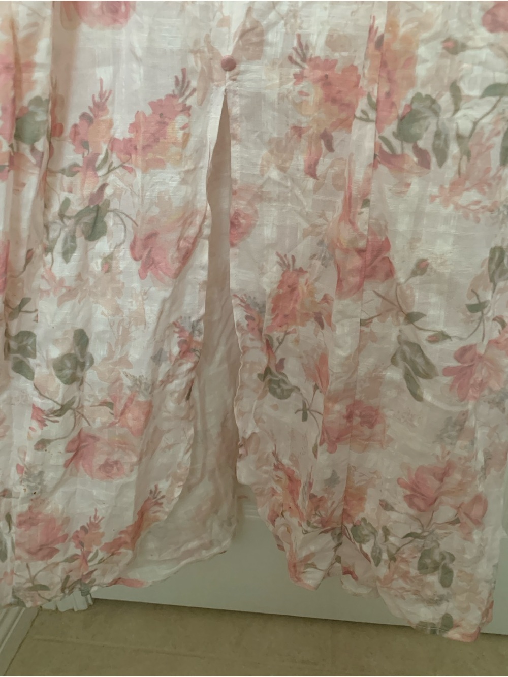 NWT Guess Sweetest Rose Print Pink Linen Blend Maxi Dress Size 2 Flutter Sleeve - Picture 4 of 15